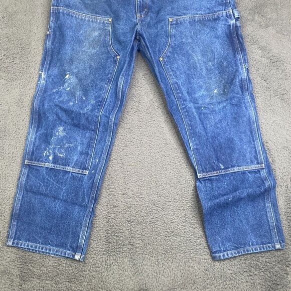 Carhartt Double Knee Jeans 40x30 B07 DNM Logger Carpenter Suspender Buttons Blue - Picture 3 of 11